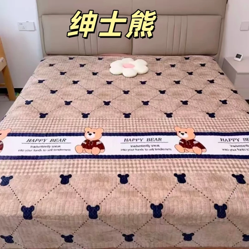 加厚牛奶绒床盖双面直角边四季可用-MFY-绅士熊