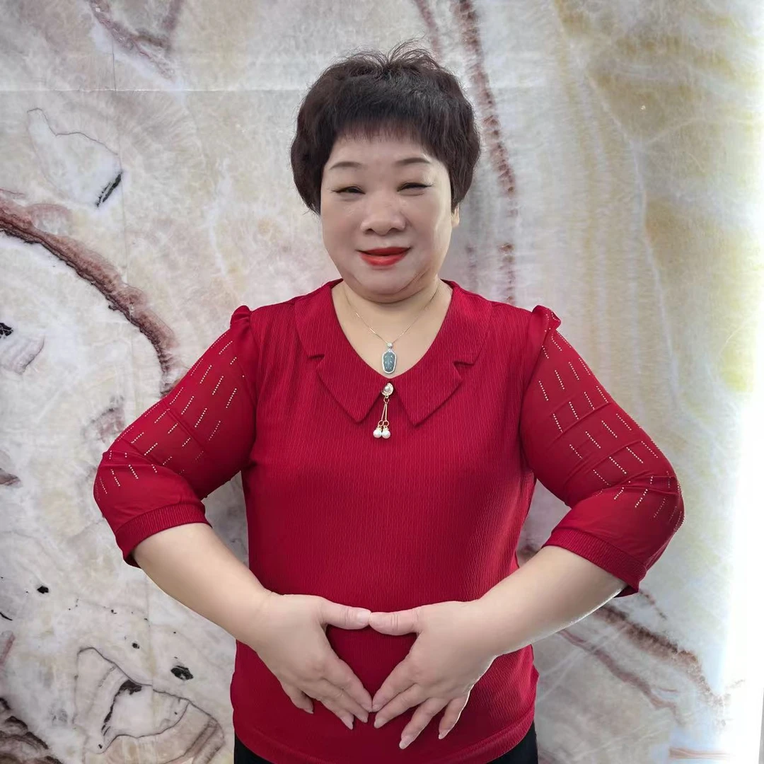 2025新款妈妈装夏季时尚透气娃娃领纯色中袖上衣