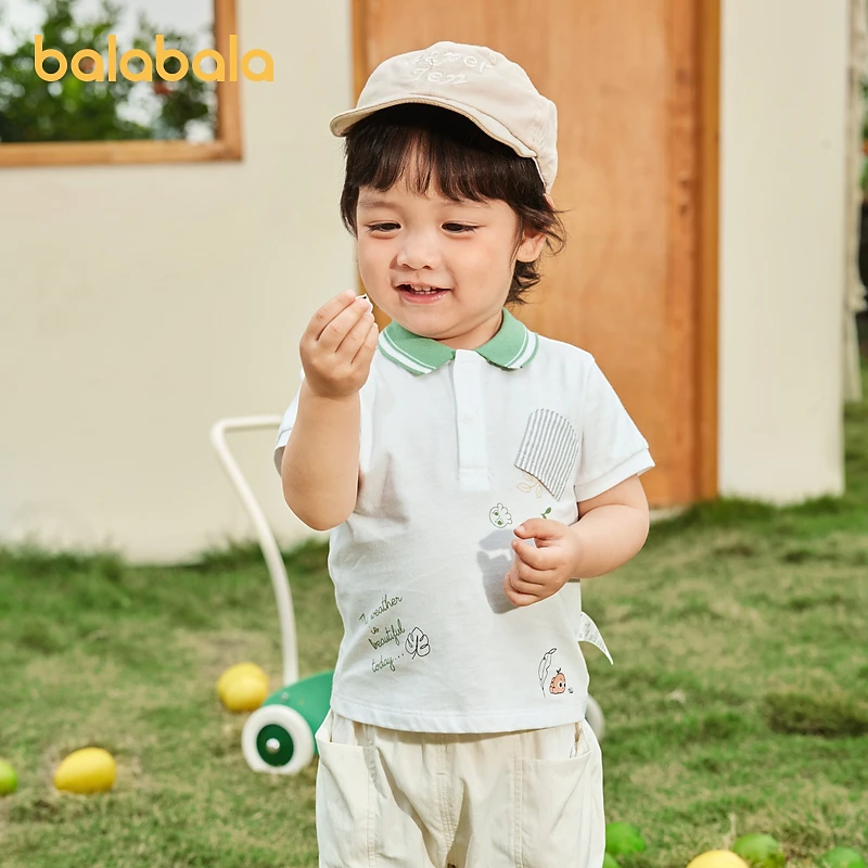 巴拉巴拉婴儿t恤宝宝上衣男童衣服儿童短袖夏装POLO领型气质绅士