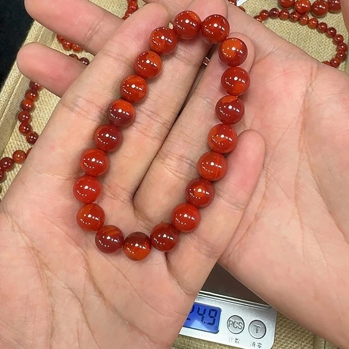 心***放南红玛瑙未镶嵌手链原矿南红手串9mm➕高品车厘子