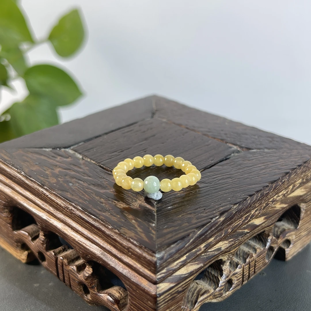 JXA25-02 天然缅甸A货翡翠 翡翠珠珠指环