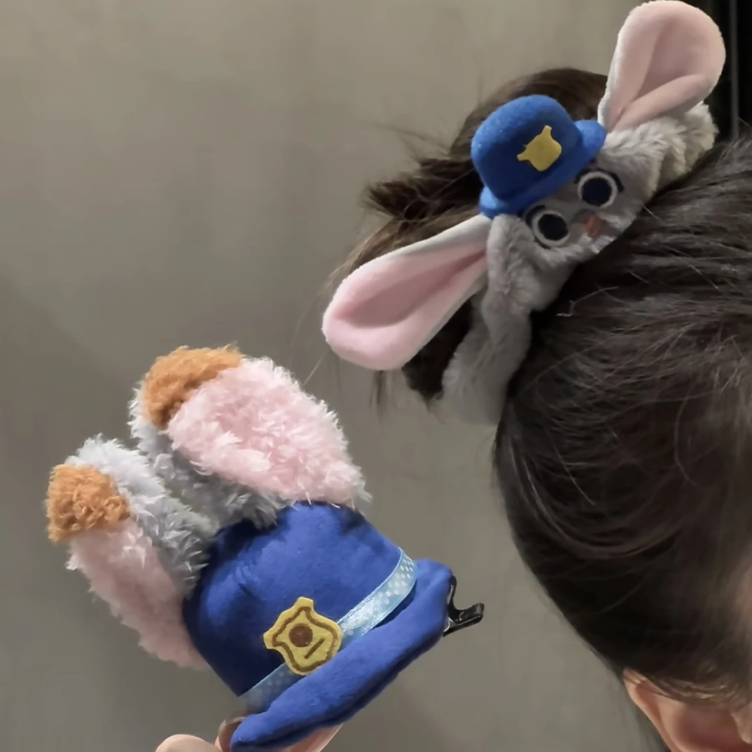 新款疯狂动物城可爱毛绒发饰尼克狐尼克朱迪发圈发夹头绳超萌儿童