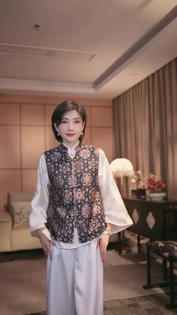 【织金宝相花】真丝宋锦新中式马夹背心外搭女