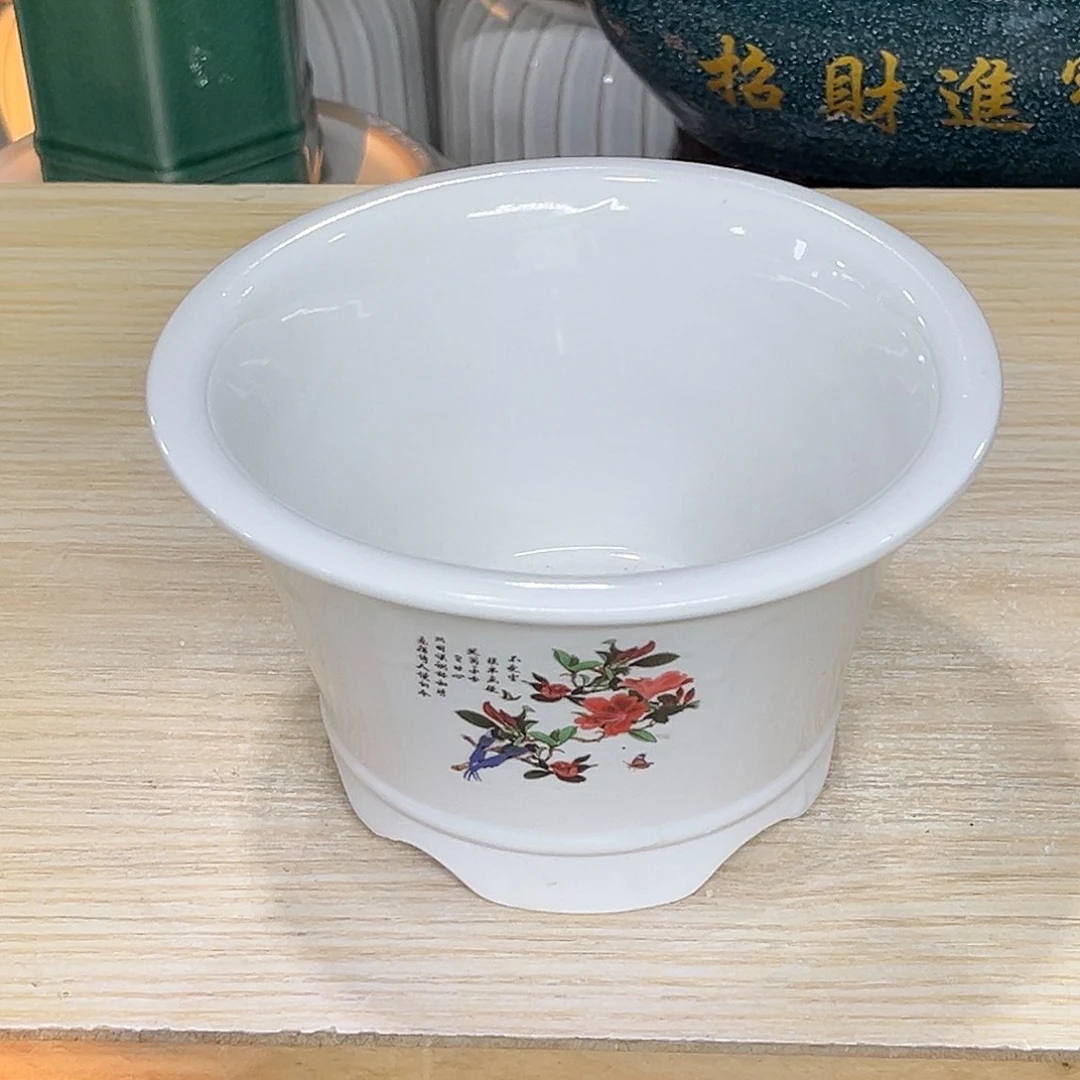 陶瓷绿植多肉微瑕贴花盆口径15*9