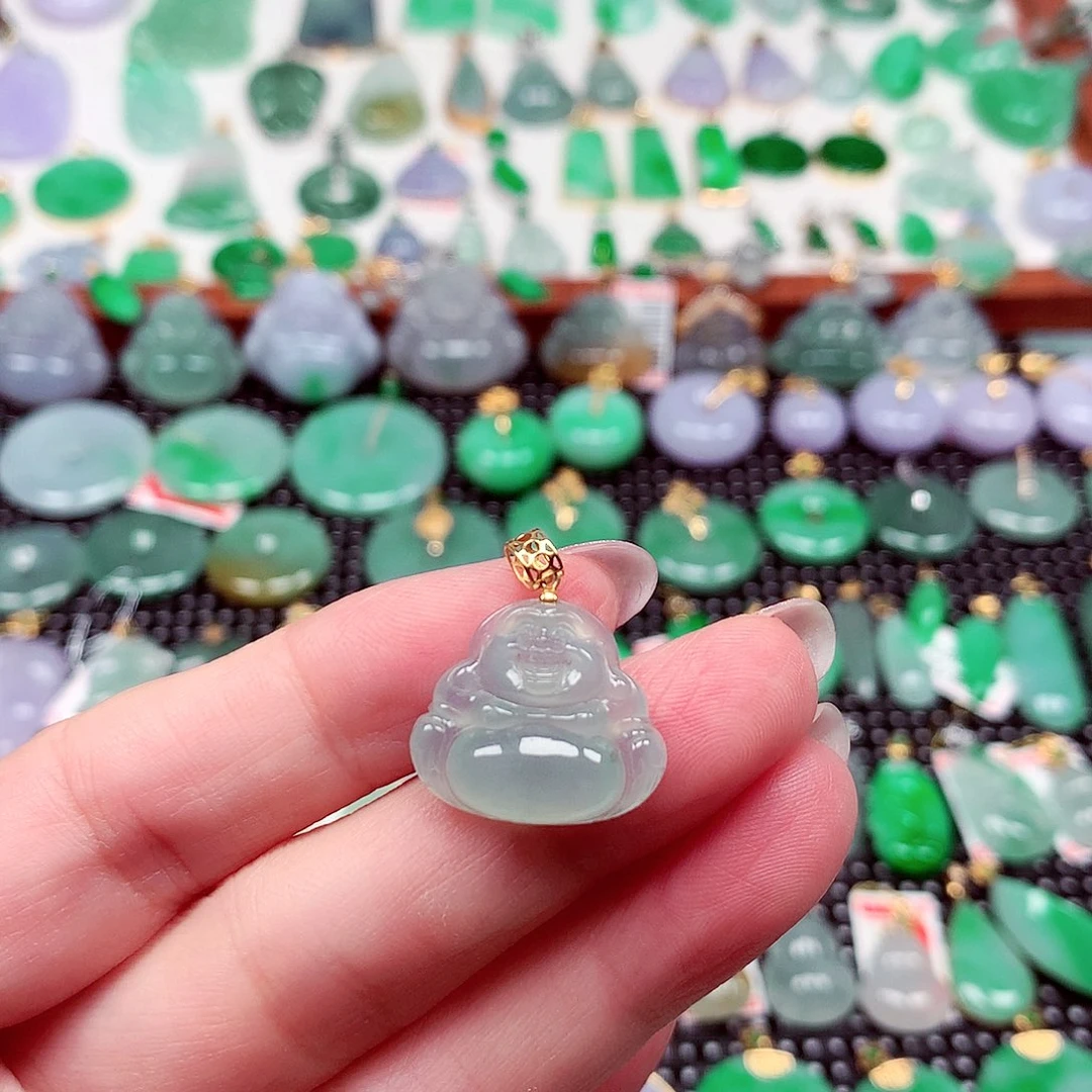 翡翠18K金镶嵌吊坠(不含链)