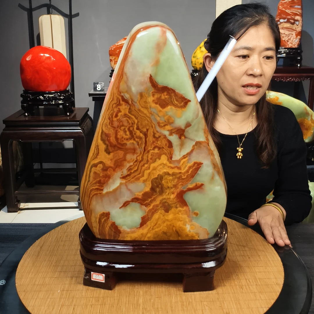 奇石玉石博古架客厅办公室厅堂玄关精品摆件