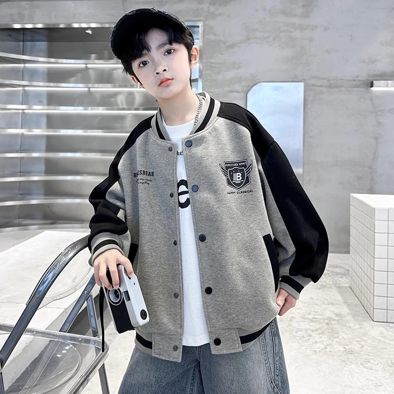 男童春秋款运动棒球服外套2025新款春季中大童儿童男孩春装洋气潮
