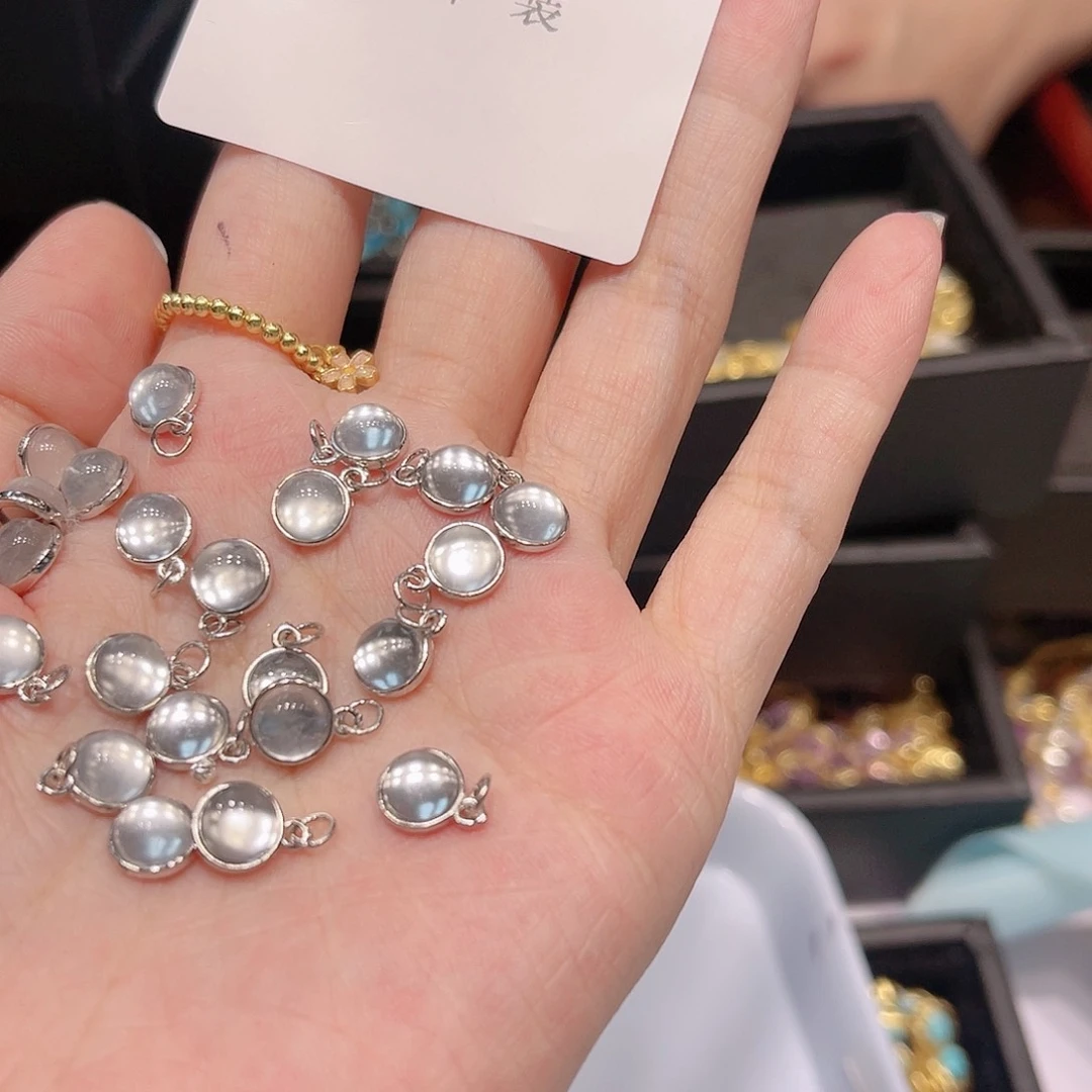 水晶珠宝半成品银S925镀金镶嵌93