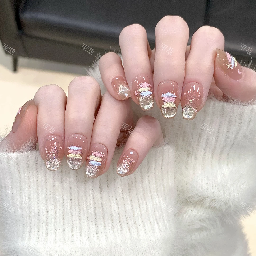 茉哉现货【月落星沉】纯手工定制美甲拆卸穿戴甲A4015