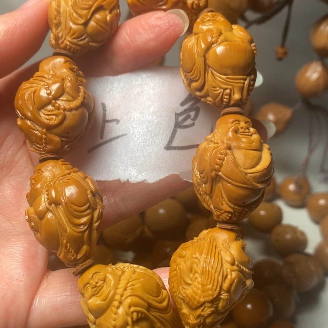橄榄核手串/手链瑞兽弥勒微花