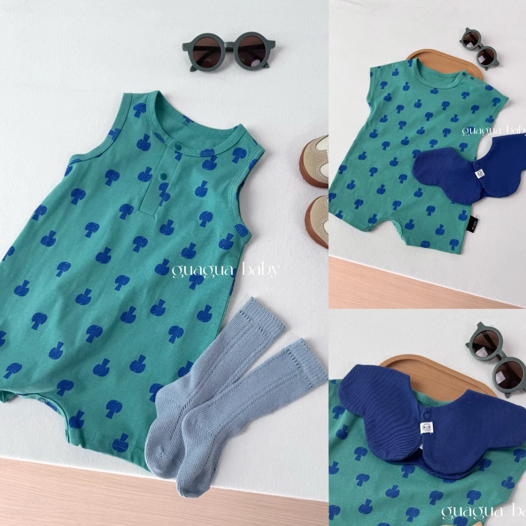 可爱蘑菇短爬丨夏季百棉宝宝连体衣卡通婴儿短袖背心新生儿衣服