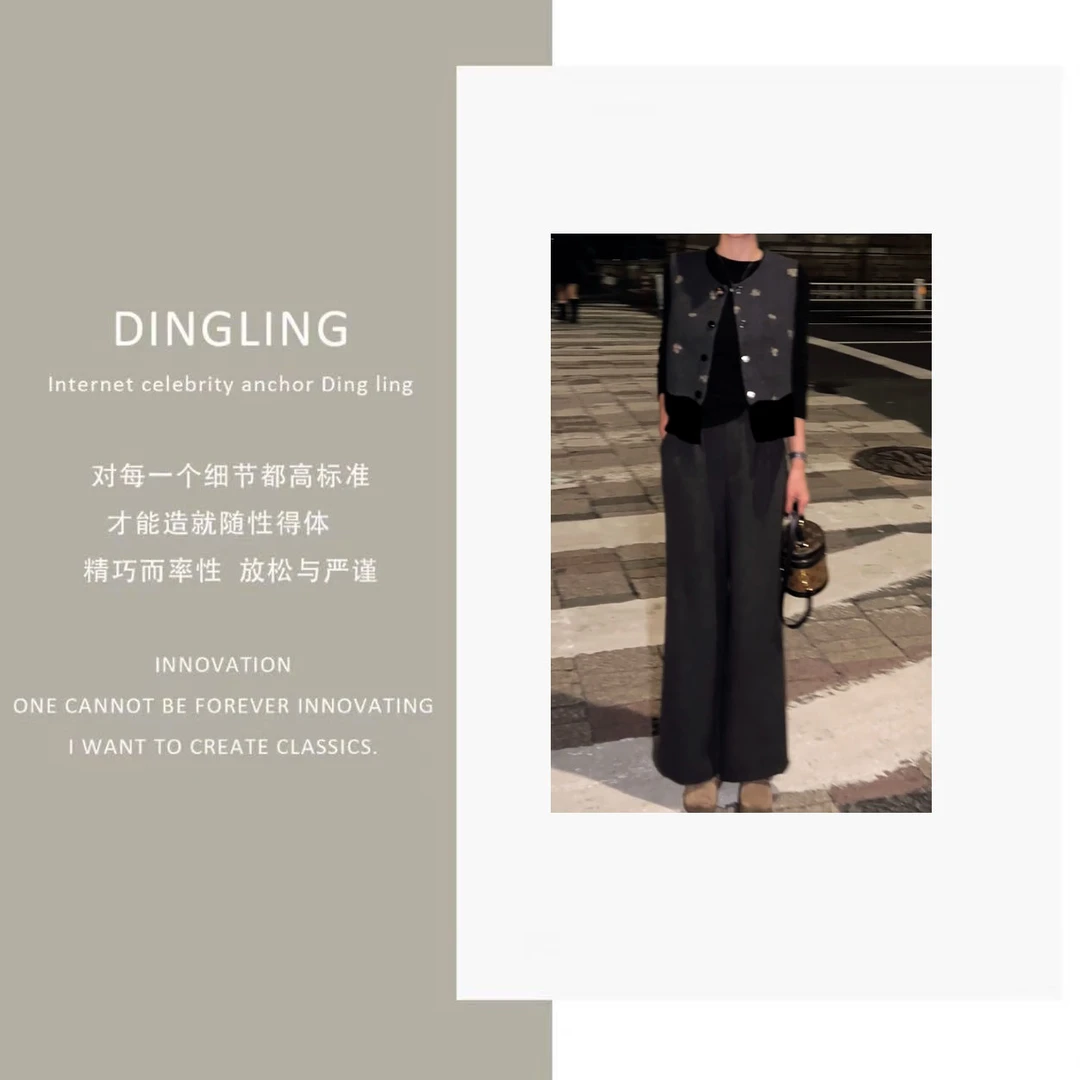 【四季青丁玲轻奢】新款刺绣手工缝制南油高货打底+马+裤子三件套