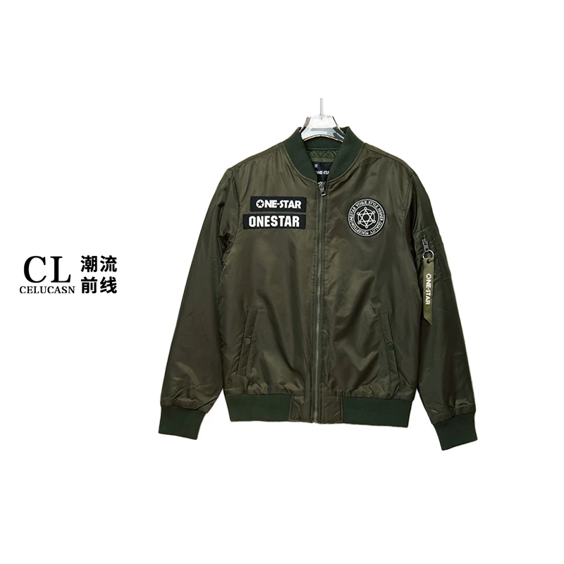 O5VPH085#美式休闲潮牌棒球领飞行夹克秋冬棉服外套男款