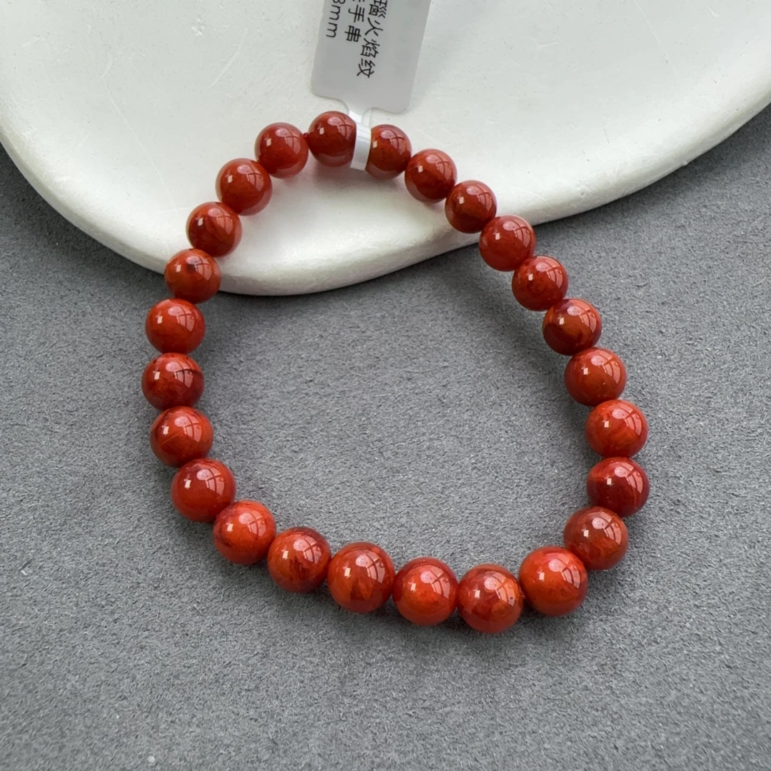 南红玛瑙火焰纹圆珠手串7.5-8mm