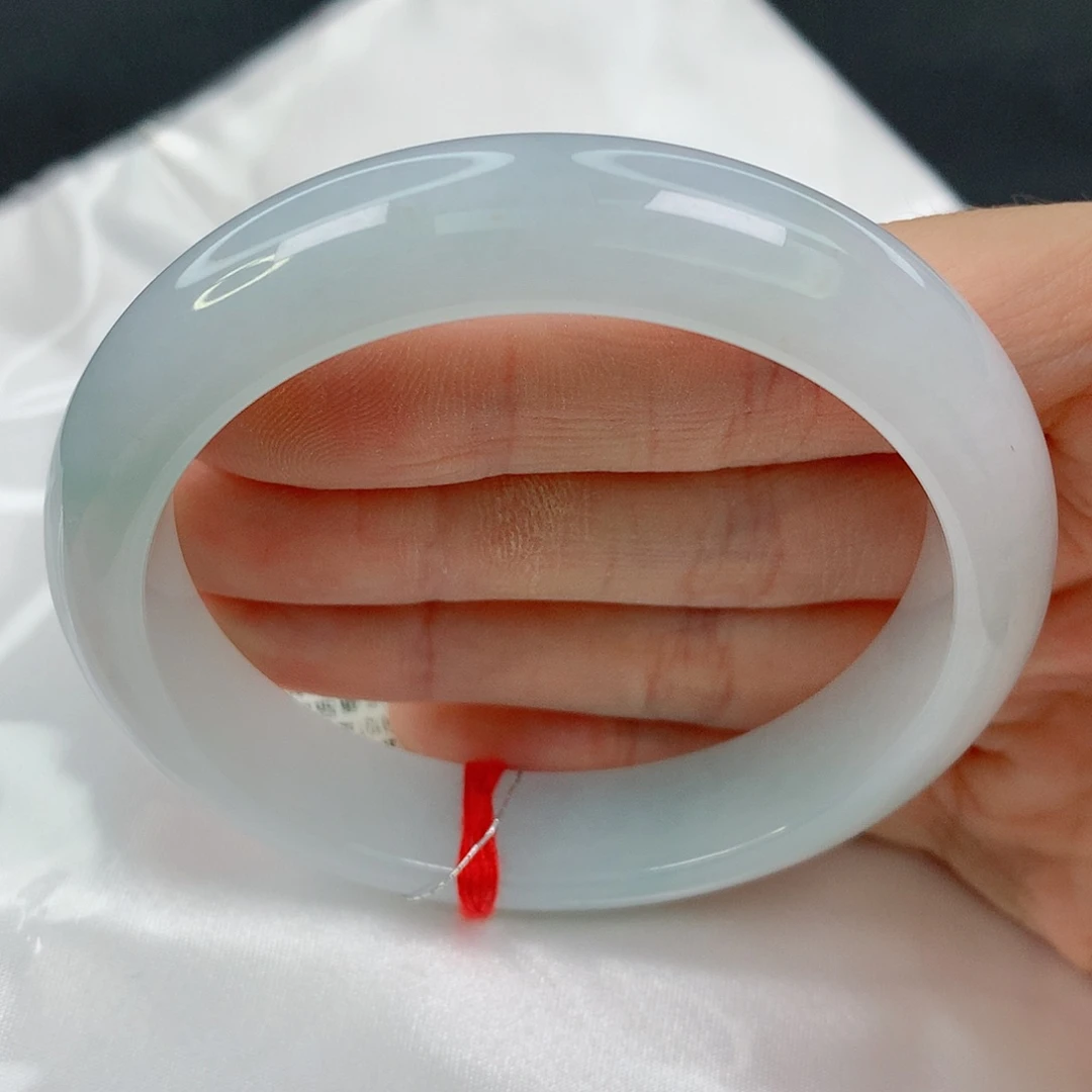 未镶嵌手镯翡翠57.4正圈，细腻白月光，022