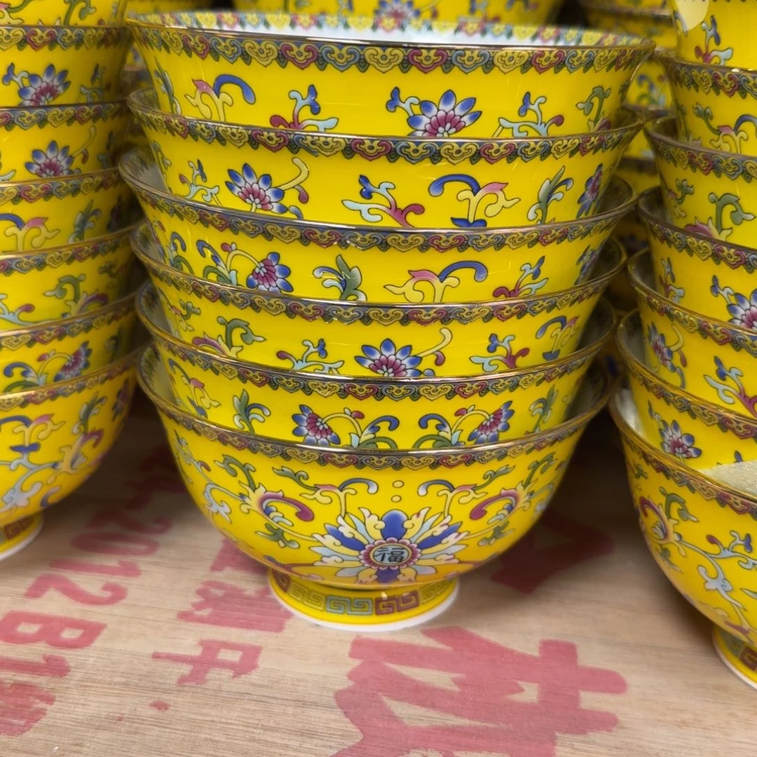 陶摆件六个5英寸高脚碗