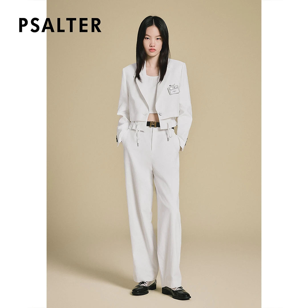 PSALTER诗篇复古调性简洁大方休闲白色长裤女2025夏季新款