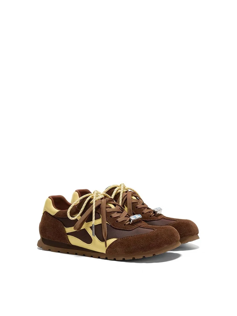 【张婧仪同款】GGCC复古撞色厚底T头德训鞋女2025年秋季款休闲透气