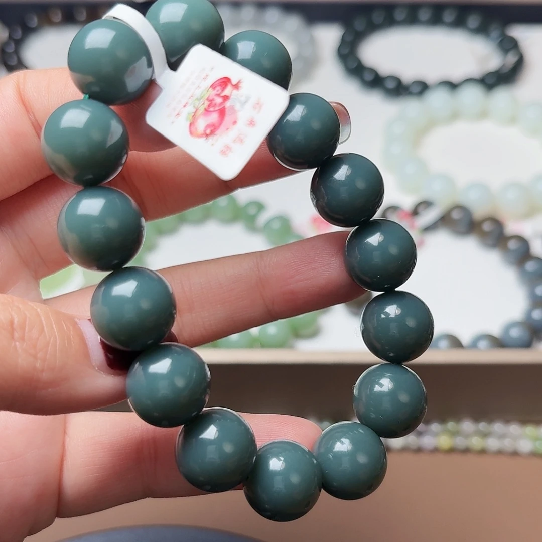 来***弟和田玉未镶嵌手链俄瓷蓝14 特细