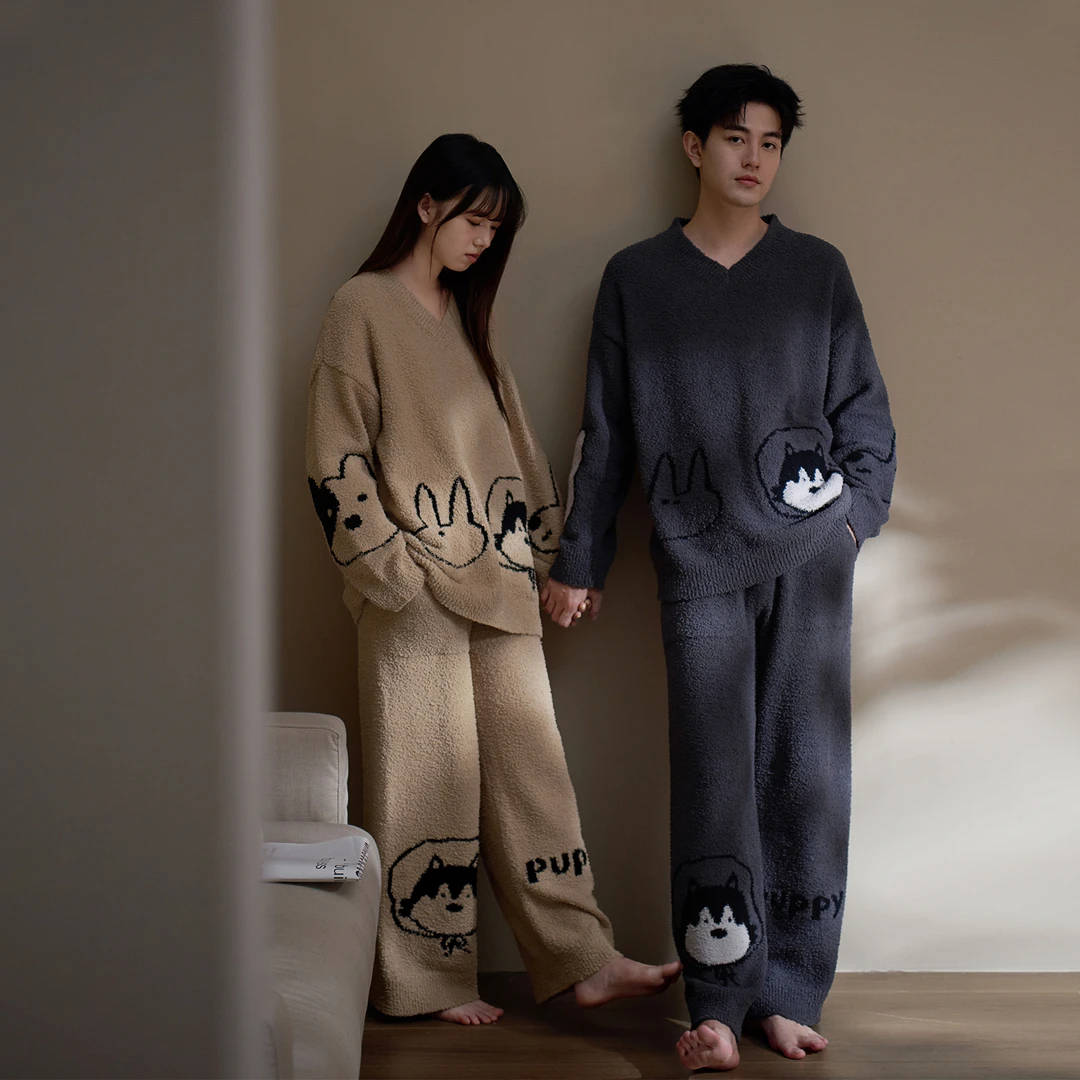 思莉太太【快乐预告】情侣睡衣女秋冬2025新款加厚加绒男士居家套装