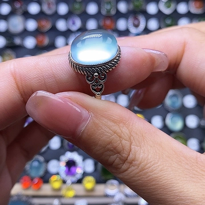 岫玉戒指银S925镶嵌赵****版