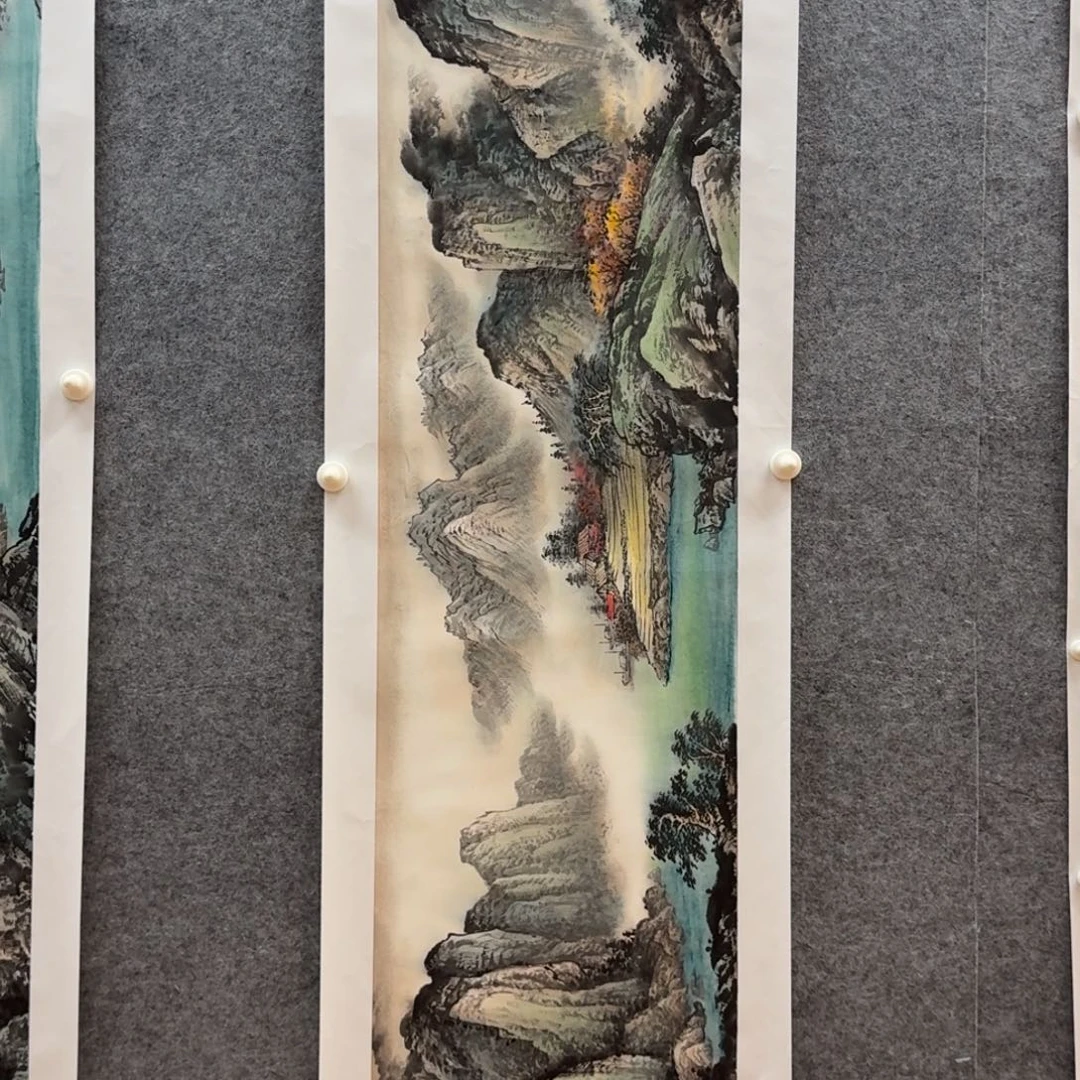 国画程云启四尺对开山水