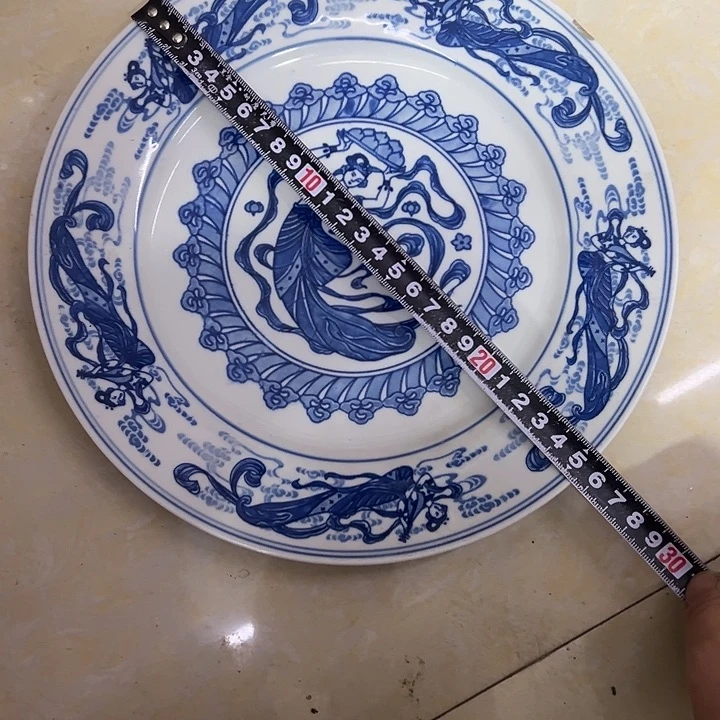 陶摆件有磕25厘米飞天盘子景德镇