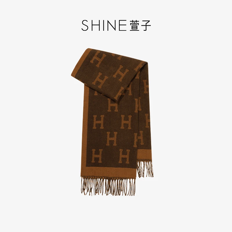 SHINE时尚提花拉毛围巾