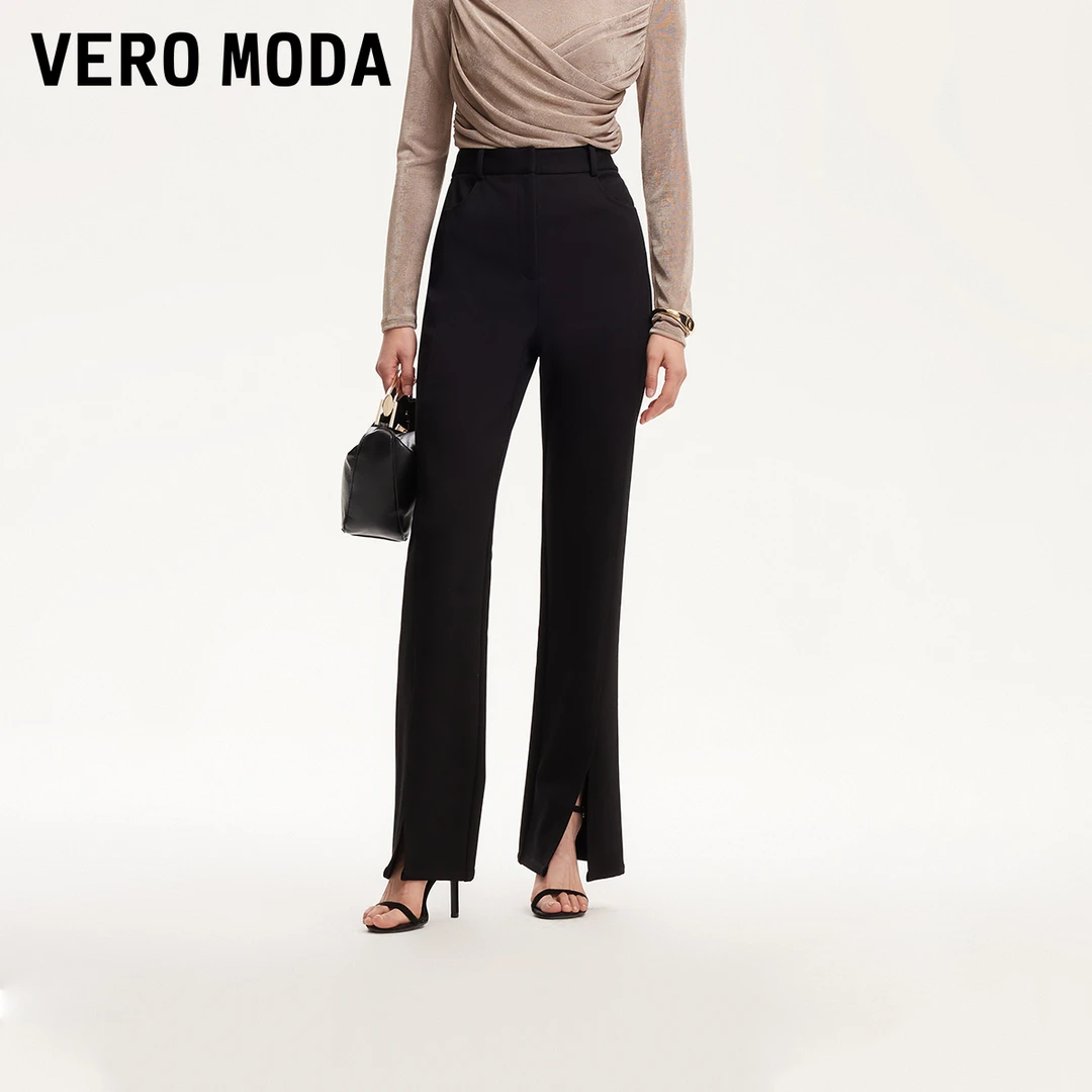 Vero Moda休闲裤商场同款新品微喇开叉内里薄绒休闲裤325140001