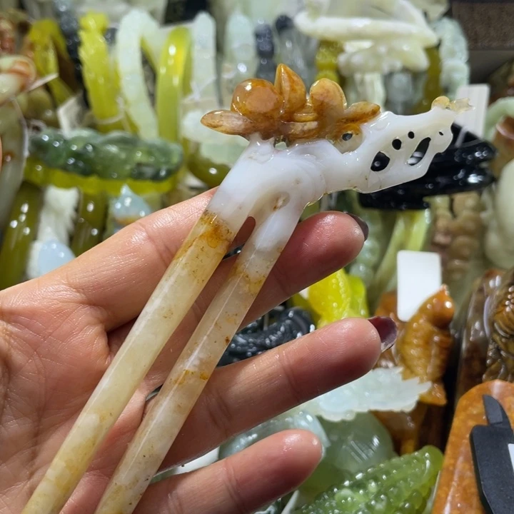 岫玉未镶嵌发簪发簪