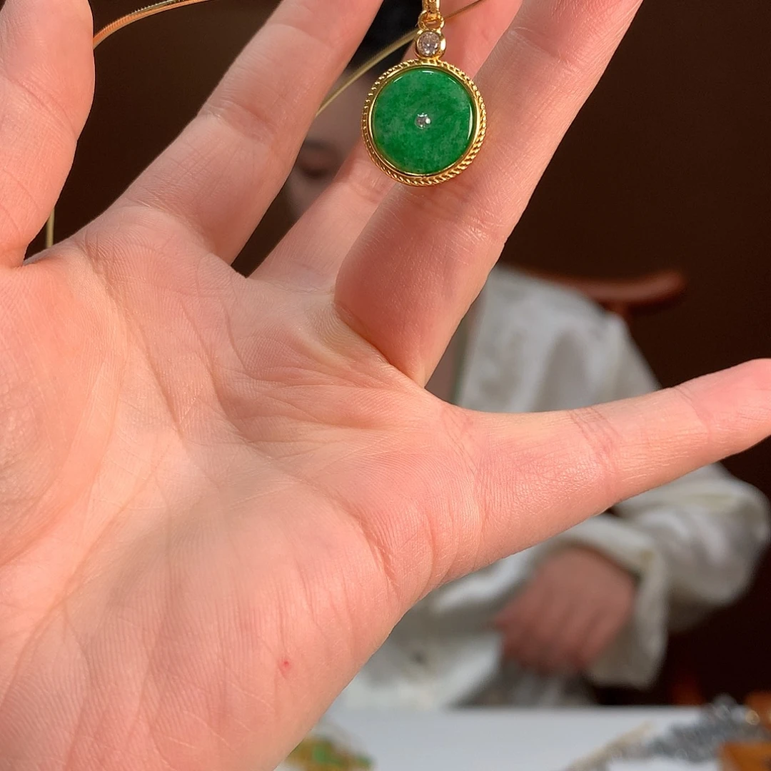 翡翠银S925镶嵌耳饰吊坠