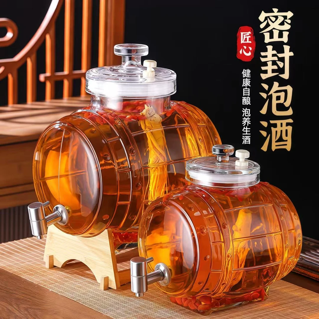 无铅加厚泡酒玻璃瓶高档密封药酒罐酒缸酒坛酒桶带龙头专用酒瓶