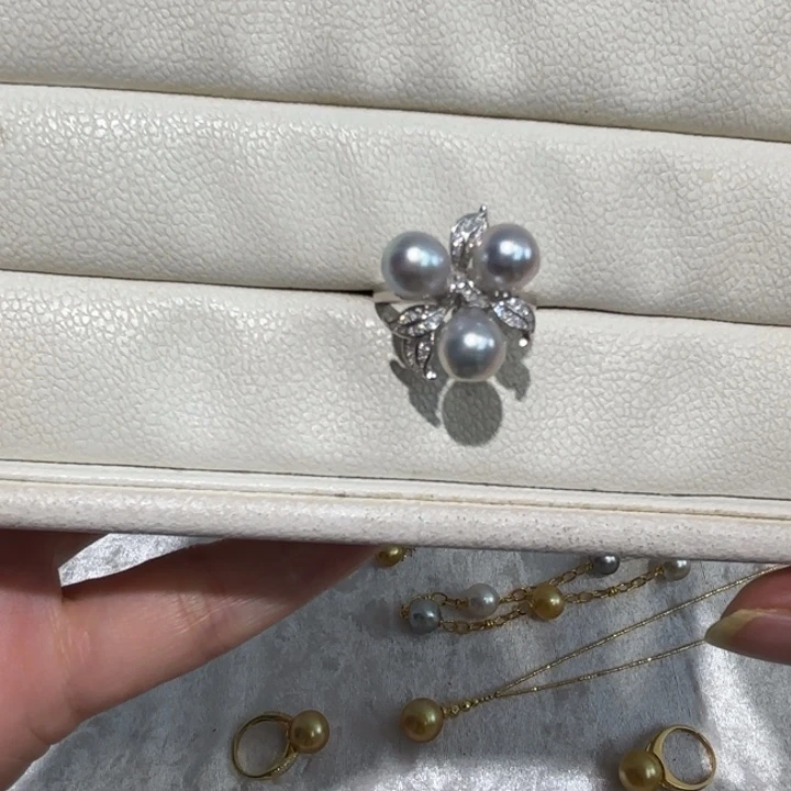 戒指银S925镶嵌海水珍珠