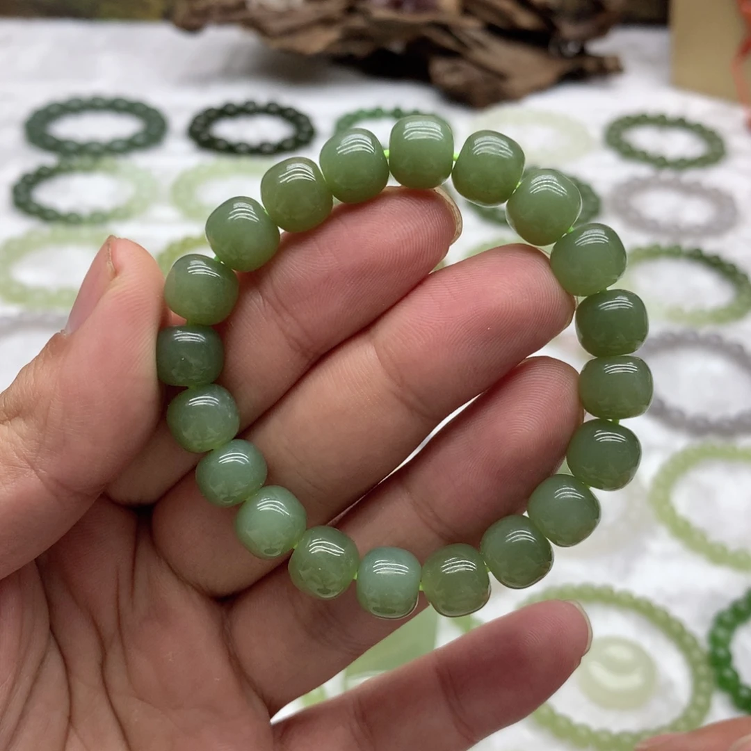 和田玉未镶嵌手串（湖水绿9.8）