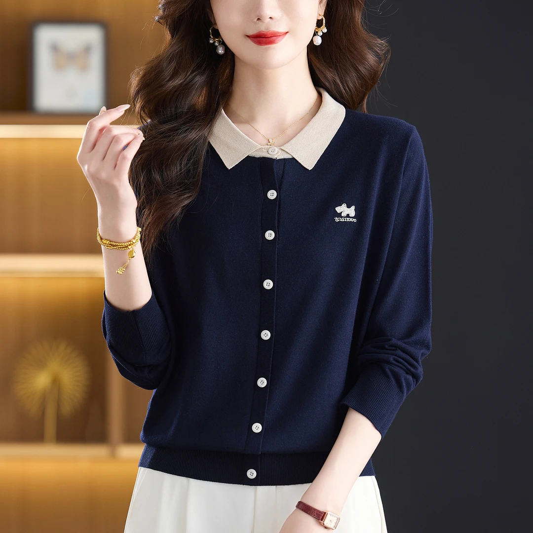 女士毛衣2025新款爆款时尚小翻领打底衫漂亮减龄大码胖mm上衣显瘦