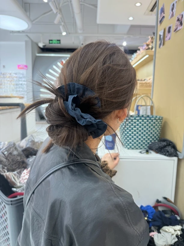 蓝色木耳边发圈韩系