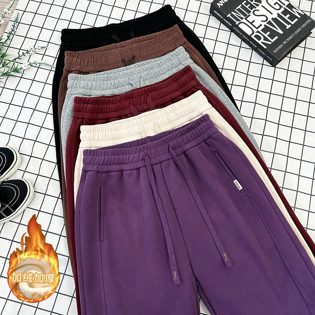 【加厚绒】冬季新款加绒加厚运动休闲宽松高腰显瘦百搭束脚卫裤