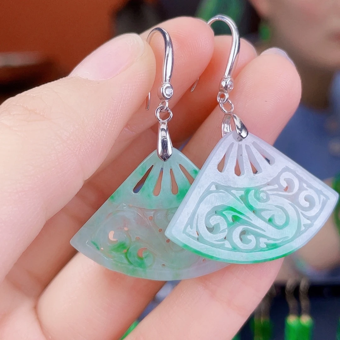 翡翠银S925镶嵌耳饰