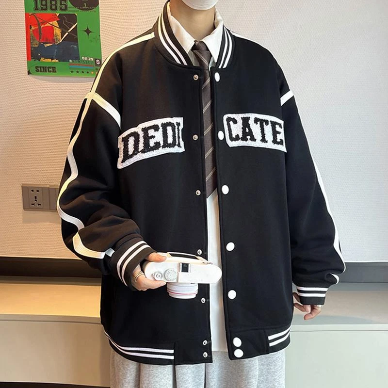 美式棒球服外套男春秋季潮牌字母秋装上衣青少年秋冬加绒休闲夹克