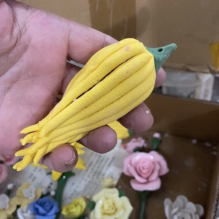 瓷片纯手工陶瓷花摆件1瑕