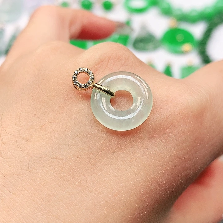 吊坠(不含链)银S925镶嵌翡翠