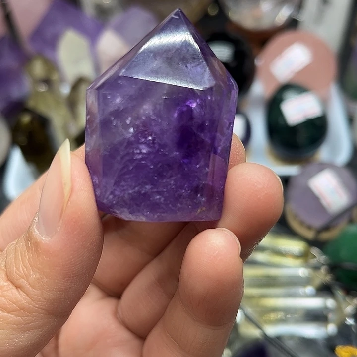 珠宝半成品未镶嵌水晶32克紫水晶柱