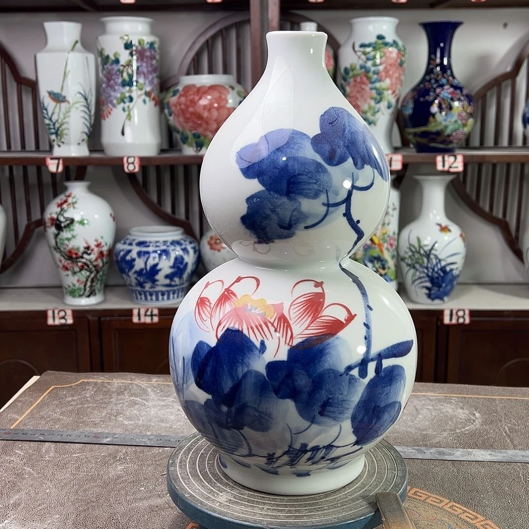 陶摆件景德镇陶瓷葫荷花