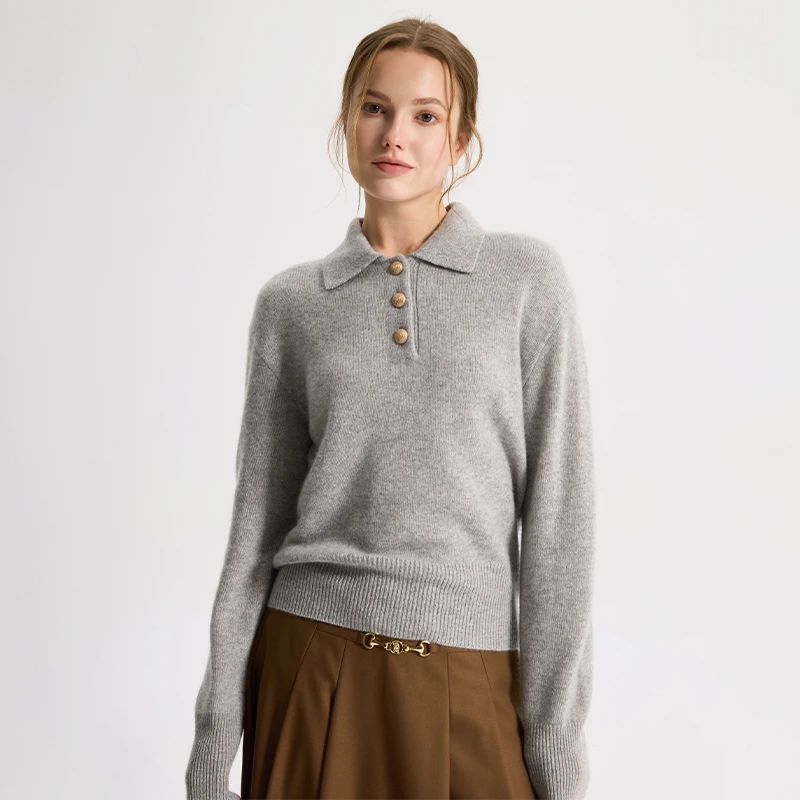 di kangra/德凯佳山羊绒女装长袖半开胸衫S25-1294