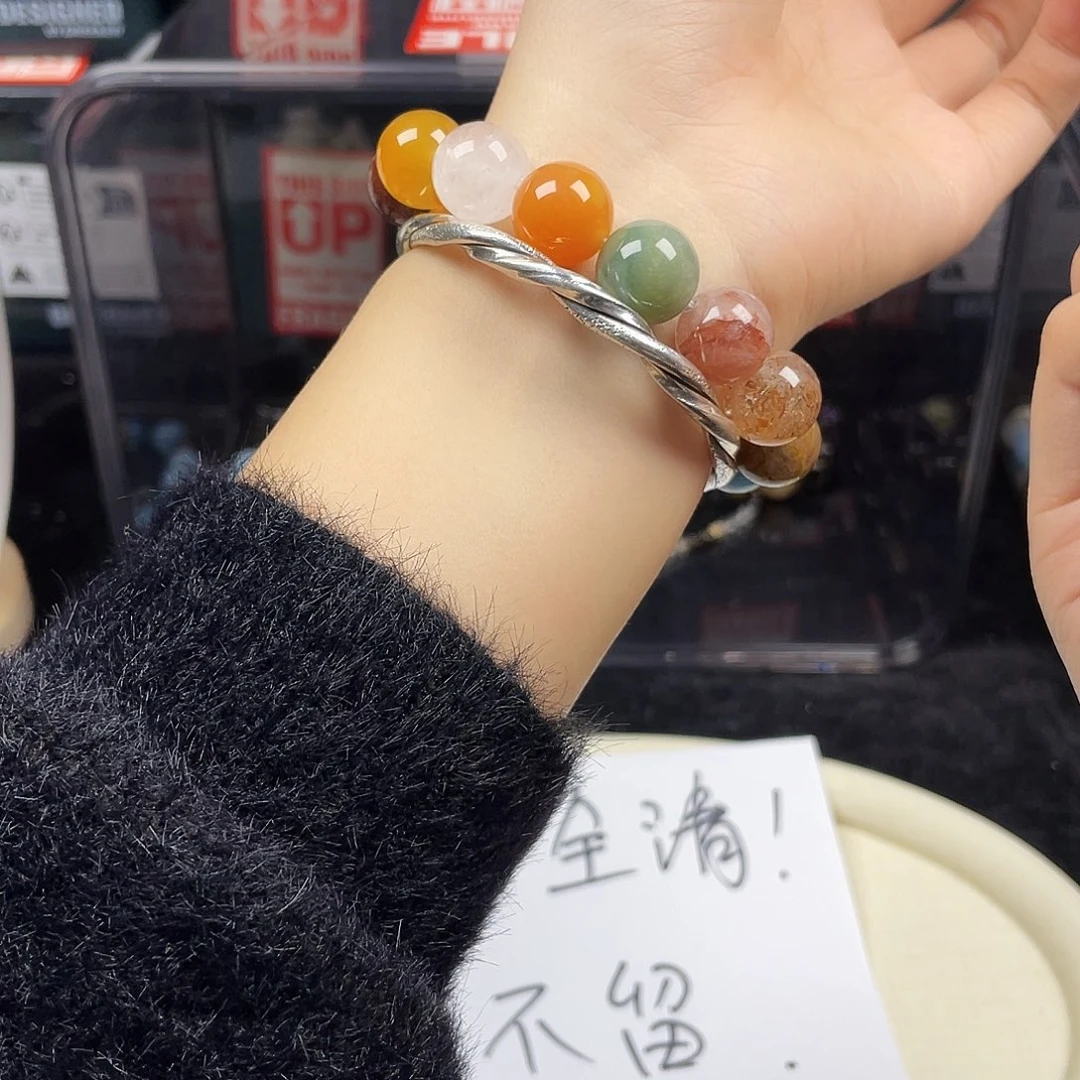 烟晶银S925镶嵌手链