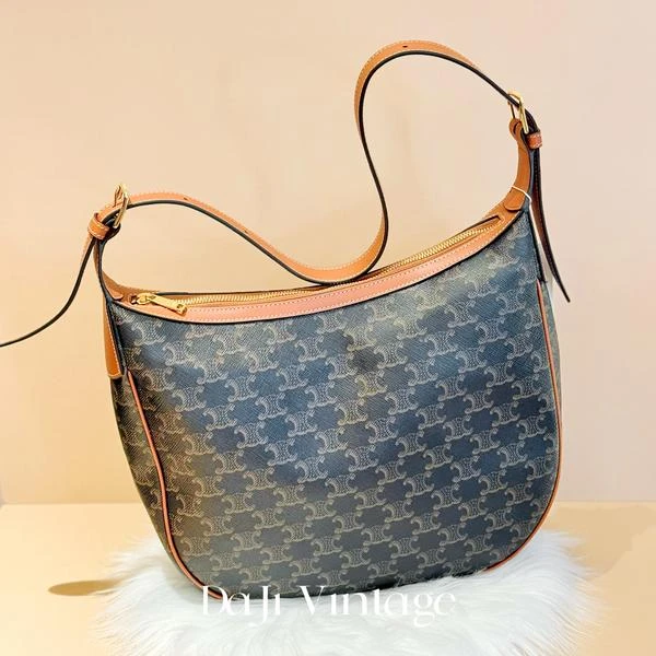 大吉中古/Celine瑟琳heloise老花hobo手提包