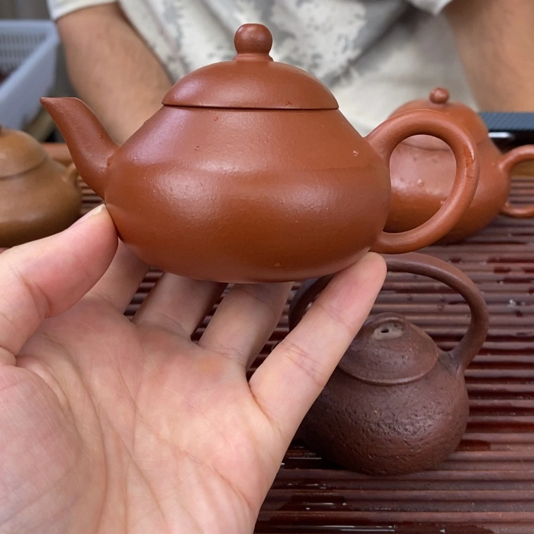 钟***方茶壶紫砂朱泥矮梨110毫升