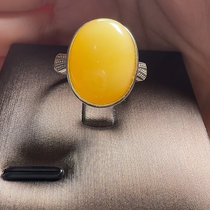 蜜蜡银S925镶嵌戒指戒指