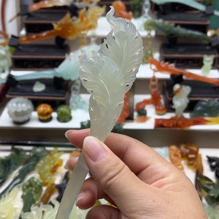 蛇纹石玉未镶嵌岫玉发簪