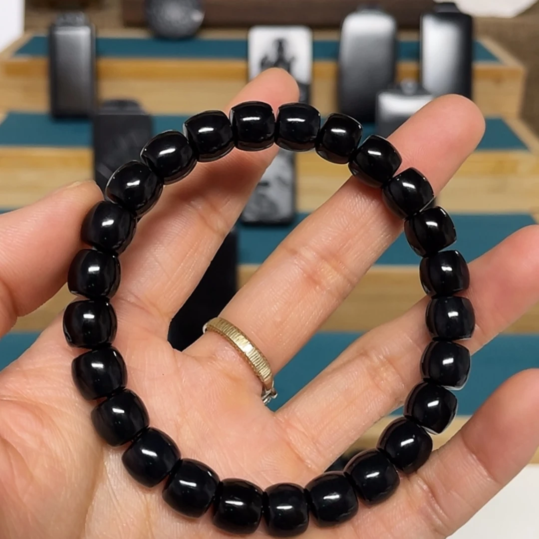 【闪购商品】手串未镶嵌和田玉（墨玉）货头卡9直切